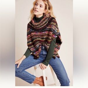 Anthropologie Piera Knit Turtleneck Poncho Sweater XS/S